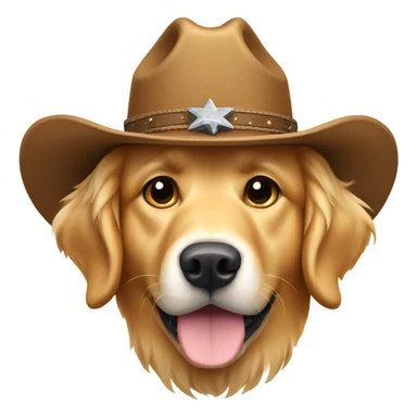 Golden retriever with cowboy hat sticker