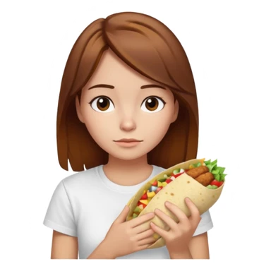 Girl with brown hair "resting chicken burrito face" sticker