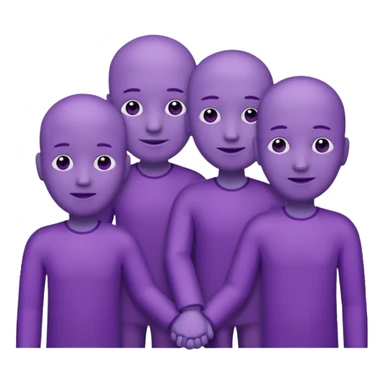 purple group without eyes and nose  holding hands sticker