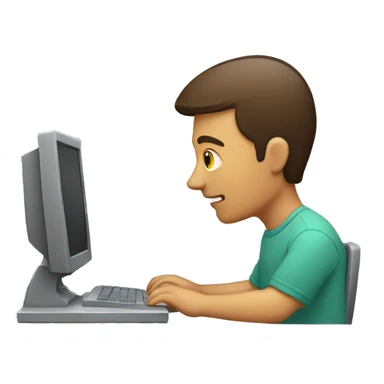 Men using computer,  sticker