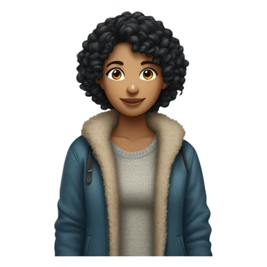 Black curly hair girl cozy sticker