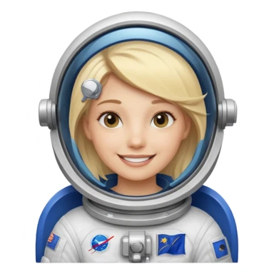 blonde female stronaut with blue flag sticker