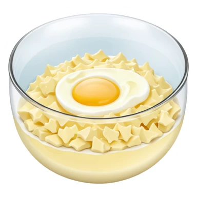 a bowl of egg salad, minimal, no egg yolks, only egg whites, simple, clear sticker