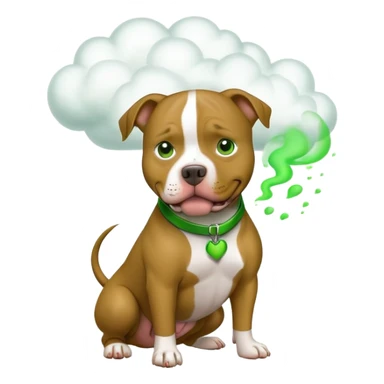 Pitbull with green fart cloud sticker