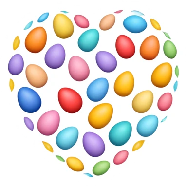 make a real heart shape. easter eggs sticker