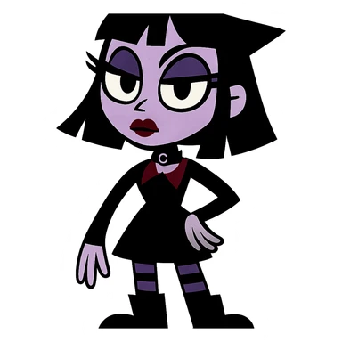 goth girl with exaggerated features sticker