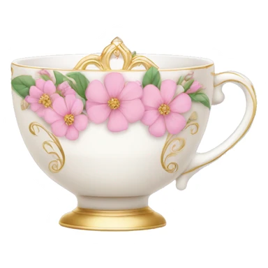 princess tea cup with pink flowers and gold details  sticker