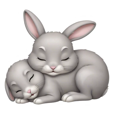 Meme-Worthy Cute Sleeping Grey Rabbit Portrait Emoji, Head resting peacefully with a contented smile, showcasing a delightfully compact build and a luxuriously soft grey fur, eyes shut in a serene nap, Simplified yet hilariously adorable features, highly detailed, glowing with a soft, drowsy light, high shine, relaxed and utterly lovable, stylized with an air of playful laziness, bright and heartwarming, soft glowing outline, capturing the essence of a comically sleepy bunny, so meme-worthy it feels like it could instantly become the next viral sensation of adorable slumber! sticker