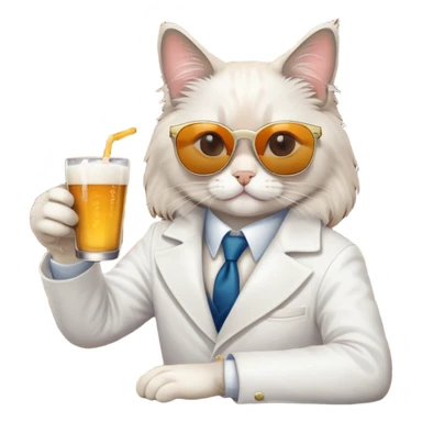 One ragdoll cat with sunglasses drinking at the bar sticker