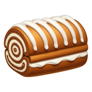 Brown cake roll with white drizzle frosting on top sticker