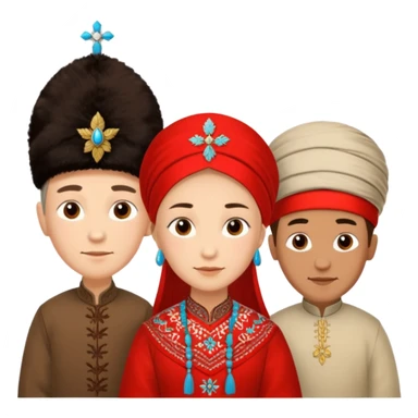 Emoji symbolizing three different cultures of Russia in the form of people (for example, Russians, Tatars, Bashkirs) sticker