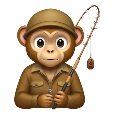monkey holding fishing rod sticker