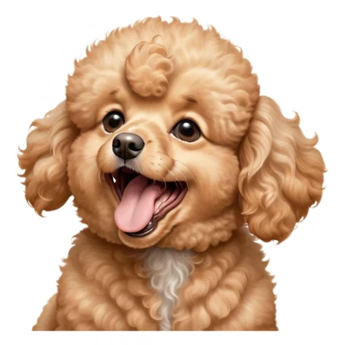 Cinematic Cute Yawning Apricot Poodle Portrait Emoji, Head tilted slightly with a dramatic, wide-open yawn, displaying a soft, curly apricot Fur with delicate texture, floppy ears slightly drooping, round warm eyes barely open in drowsy contentment, Simplified yet irresistibly adorable features, highly detailed, glowing with a soft, cozy glow, high shine, relaxed yet expressive, stylized with a touch of whimsy, bright and endearing, soft glowing outline, capturing the essence of a sleepy yet affectionate companion, so drowsy it feels like it could stretch right out of the screen and curl up for a nap! sticker
