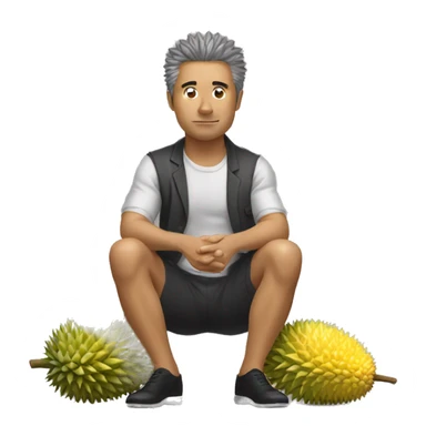 A man Kneeling on durian fruit sticker
