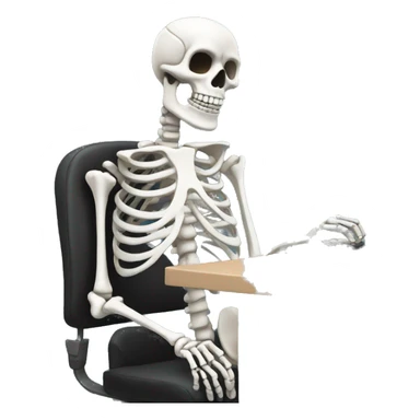 Skeleton sitting at work deak sticker