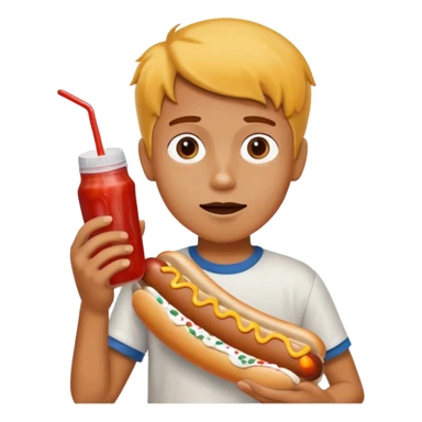 boy holding hot dog sticker