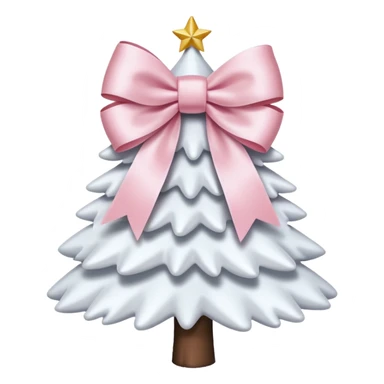 Cute light pink bow sitting on top of a white Christmas tree sticker