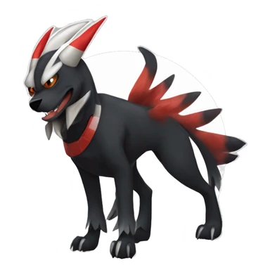 Black Cool Edgy Nargacuga-Houndoom-Fakémon  with White and Red Edgy markings sticker