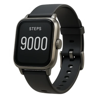 orologio contapassi che segna 9.000 passi sul display, fluttua in aria, iperrealistica 4k, isolato su sfondo bianco sticker