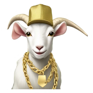 A Goat with gold chains and money and a cap  sticker