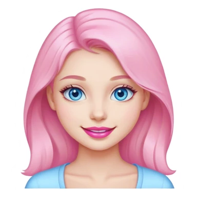 portrait of smiling girl with blue eyes and pink lipstick  sticker