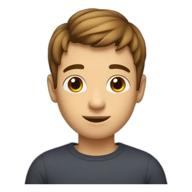 boy with short brown curtain hair cut and a square head sticker