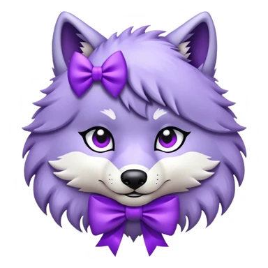 Wolf with purple bow sticker