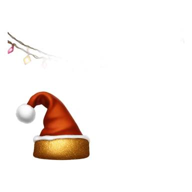 brown santa claus hat with shimmering garland sticker