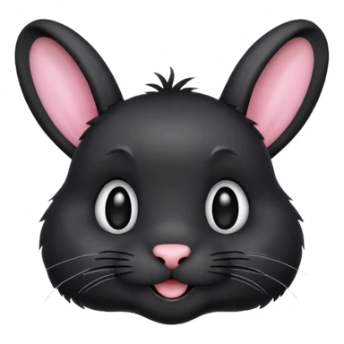 emoji d'une tête de lapin noire qui dit bonjour sticker
