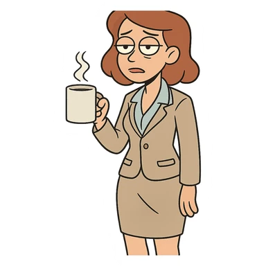 working woman with coffee cup sticker