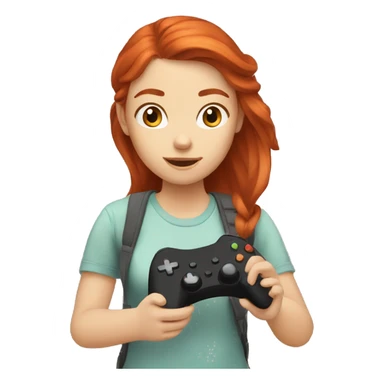 redhead girl playing video games sticker