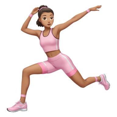 Mixed-race athletic woman with bronzed skin, slim thick, wearing pastel pink cycling shorts, stretching hamstrings sticker