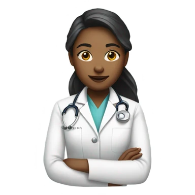 Create a girl wearing a white doctor coat sticker