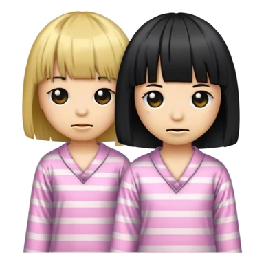 Emo emoji with a bob haircut and bangs, wearing pajamas sticker