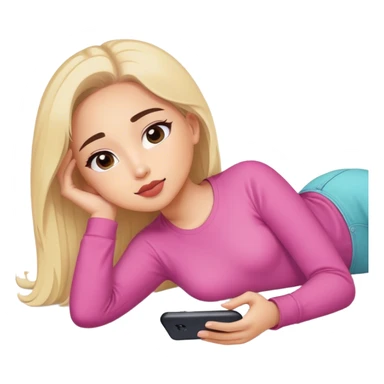 Girl laying down watching tik tok sticker