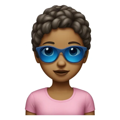 Little girl with blue sunglasses sticker