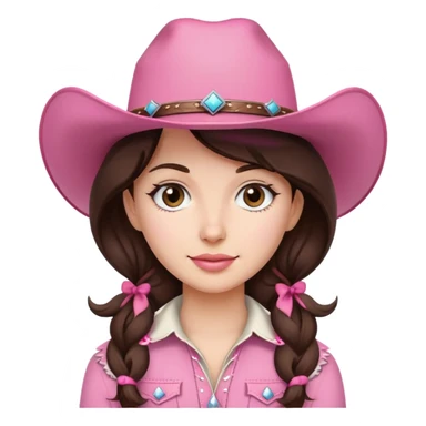 brunette girl with pink cowgirl hat  sticker
