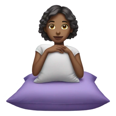 Purple girl with pillow on hands  sticker
