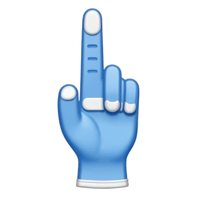 blue foam finger with white outline sticker