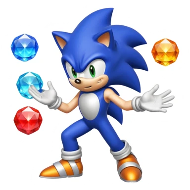 I want Sonic the hedgehog with the 7 chaos emeralds and the Goku aura transformation sticker