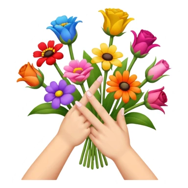 💐 and middle fingers remove the person more flowers, middle fingers only with non metallic hands  sticker