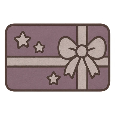 A gift card with a purple and silver design, featuring stars, flat design. sticker