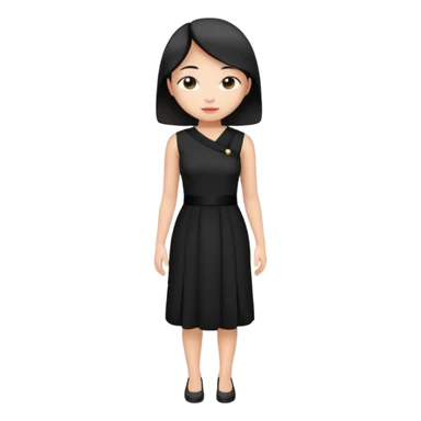 asian young woman in shoulder closed black dress sticker