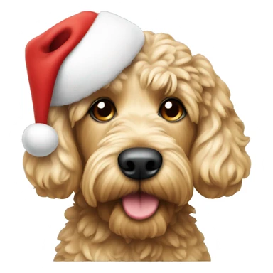 A blonde cockapoo dog with a Christmas hat on   sticker