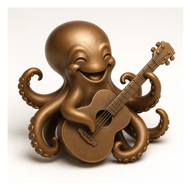 happy octopus with multiple arms playing guitar sticker