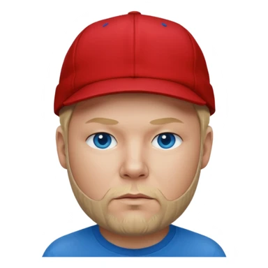 Fred Durst red cap back, blonde hair, blue eyes, red shirt  sticker