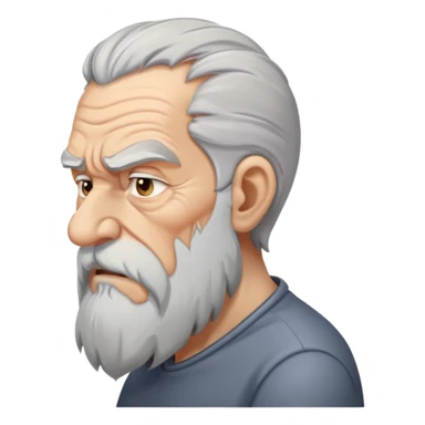old angry man in profile view with gray hair and long beard sticker