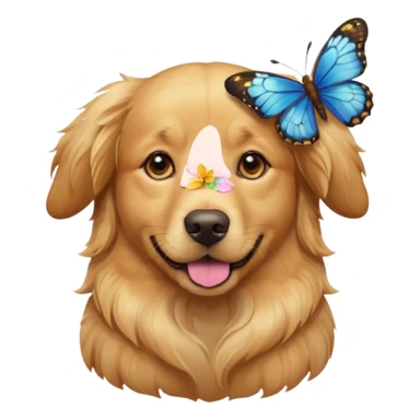 a portrait dog with butterflies sticker