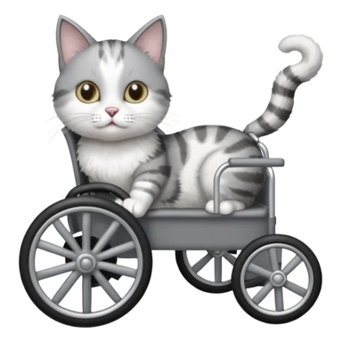 disabled grey and white cat in cat wheelchair sticker