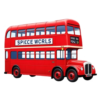 Union Jack flag, double decker bus, spice girl movie sticker